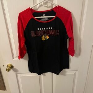 Fanatics Chicago Blackhawks Women's Long Sleeve Tee - Red and Black